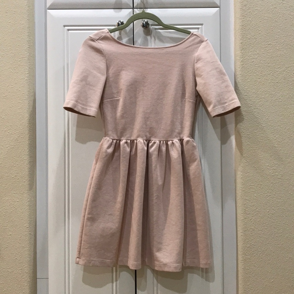 Zara Blush Pink Short Sleeves Open Back Dress